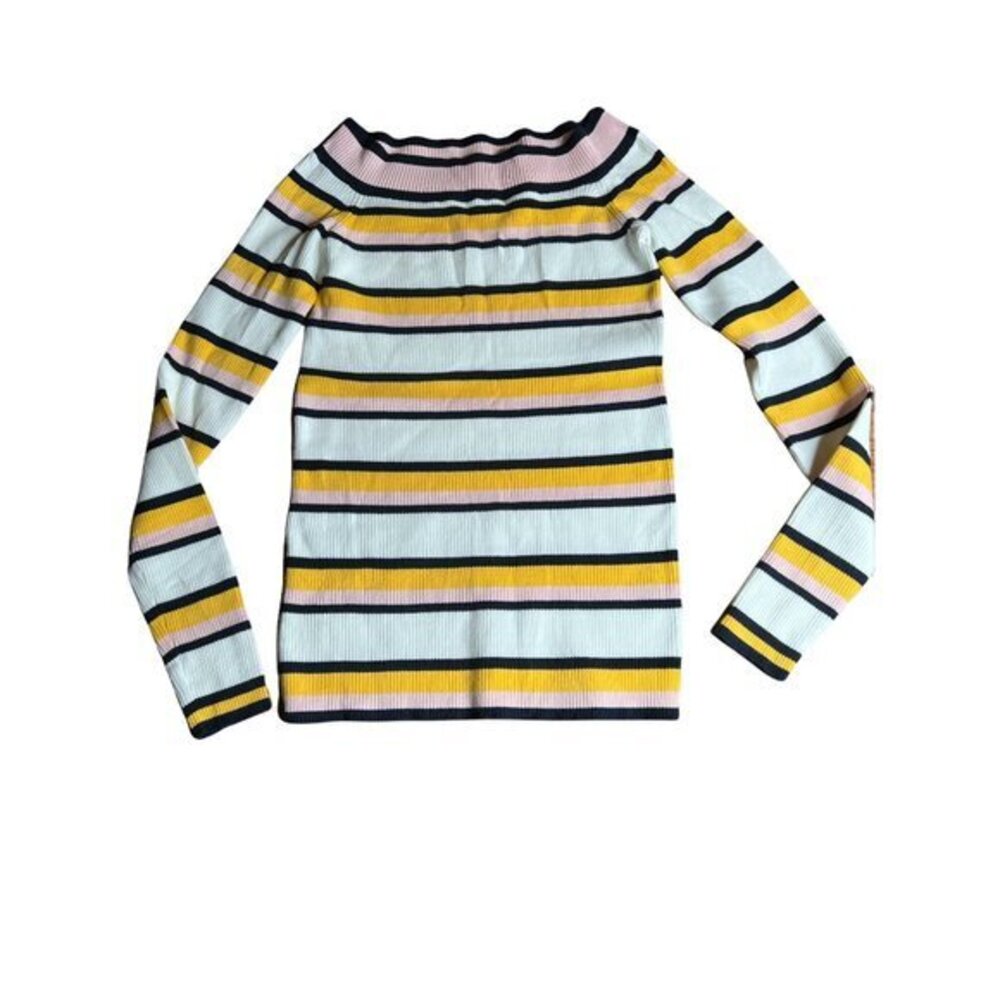 J crew sweater pink yellow white and blue size small